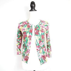 NEW NWT Talbots Floral Print Crew Neck Cardigan Size PP